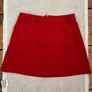 Anthropologie Maeve Red A-Line Mini Skirt with Front Pockets Size 12